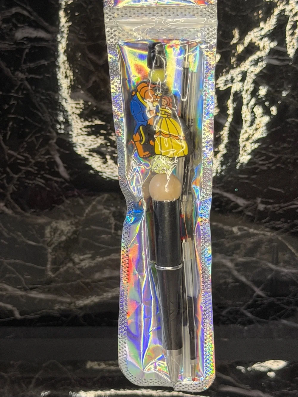 Beauty and the Beast Focal Bead Pen  Black and Blue Ink